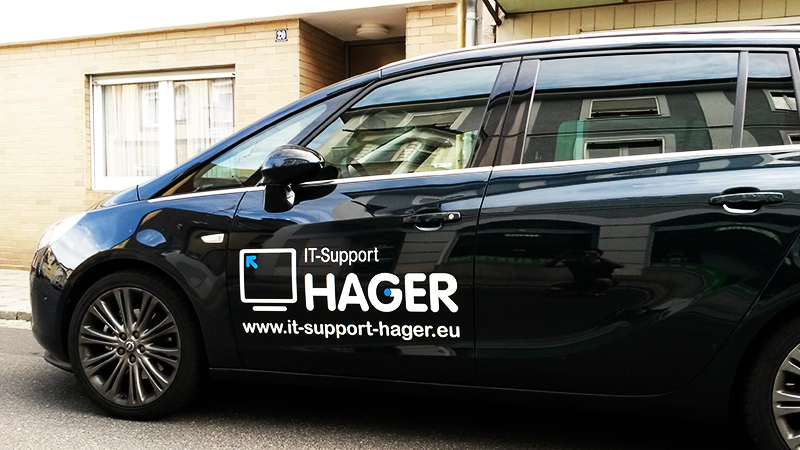 Fahrzeugbeschriftung für IT-Support Hager