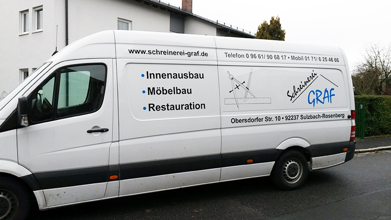 Fahrzeugbeschriftung für die Schreinerei Graf