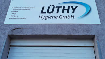 Firmenschild für die Lüthy Hygiene GmbH